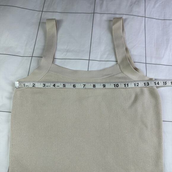 Babaton Dress Womens Large Birch Cream Chase Ribbed Midi Sleeveless Side Slit - Picture 9 of 12